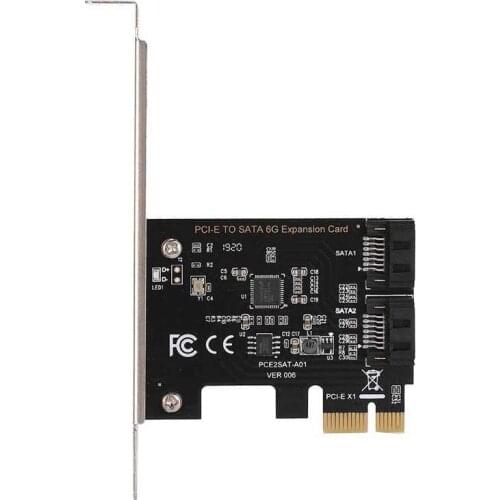 Micro Card PCI-E Cards PCI Express to SATA 3.0 2-Port SATA III 6Gbps Expansion Adapter Boards x1 Dual Riser Extend Adapter