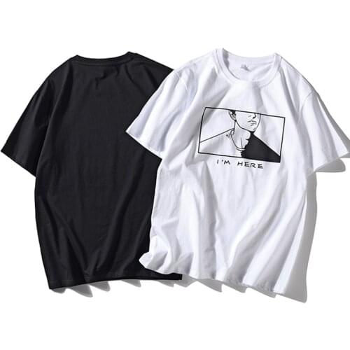 2021 Hot Summer Popular Trend Letter Print Mens t Shirt Harajuku Brief Loose Korean Version Oversized Clothes Hip Hop Tees Top