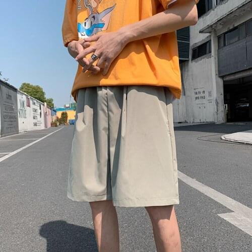 Mens summer casual loose shorts solid color casual street elastic shorts plus size