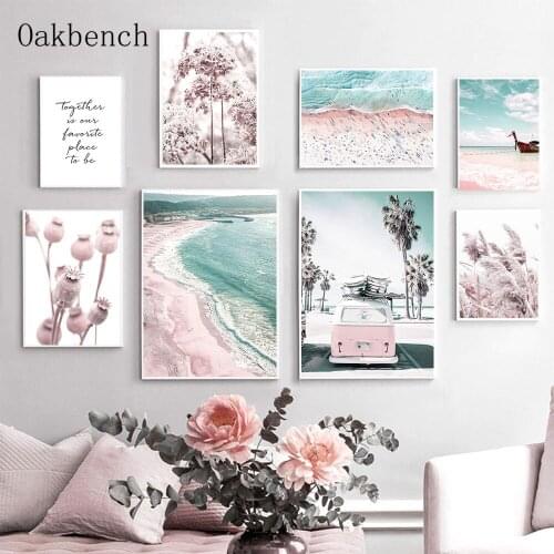 Scandinavian Poster Ocean Beach Canvas Print Landscape Wall Painting Reed Art Prints Nordic Wall Pictures For Living Room Decor