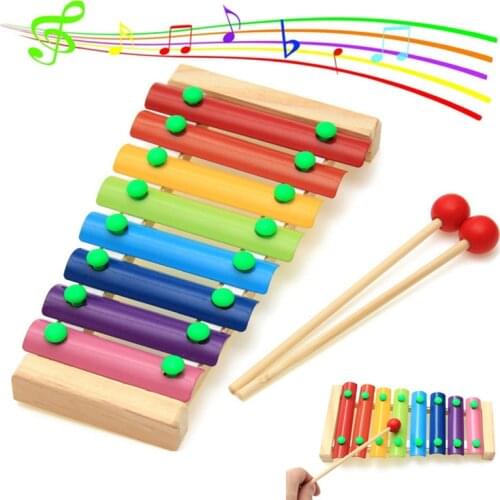 2019 NEW Wooden Xylophone Musical Instrument 8 Tones Toys Multicolor For Children Kids Baby ASD88