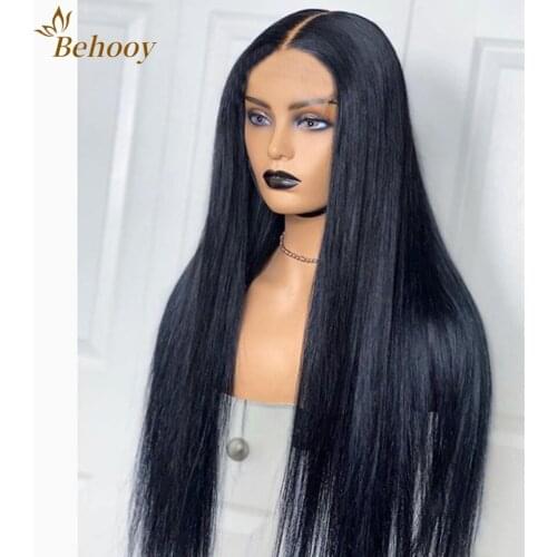 Lace Front Wigs Long Straight Synthetic Wigs for Women Natural Density Black Straight Wig Heat Resistant Fiber Hair Wigs
