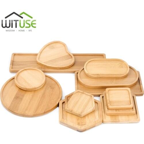 WITUSE Round Oval Square Planters Stand for Succulent Pot Trays Base Bamboo Tray Flower Pots Container Bonsai Planter Anti-Fade