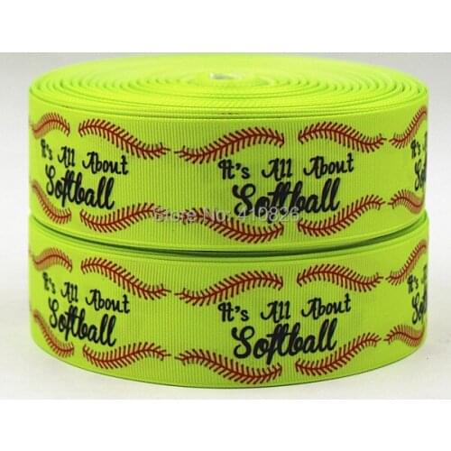 Q&N /OEM 1.5inch 38mm 150325002 softball printed grosgrain ribbon 50yds/roll free shipping