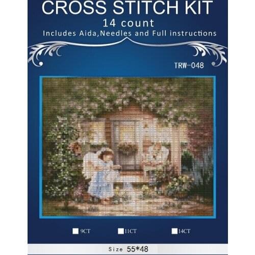 Needlework,DIY DMC 14CT unprinted Cross stitch Embroidery,The Snow City home arts Counted White canvas Cross-Stitching 4 People