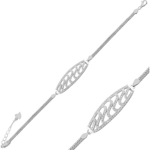 Silverlina Silver Zircon Stone Bracelet