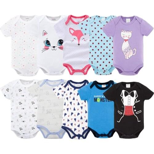 Random Short Sleeve Newborn Baby Boy Bodysuit 100% Cotton Jumpsuits bebes Baby Clothes Summer Girl Jumpsuit bebe roupas para