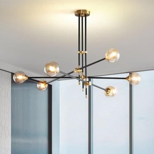 Modern Chandelier For Home Living Dining Room Kitchen Black Branch LED Pendant Lamp Glass Ball Ceiling Hanging Light Fixture G9
