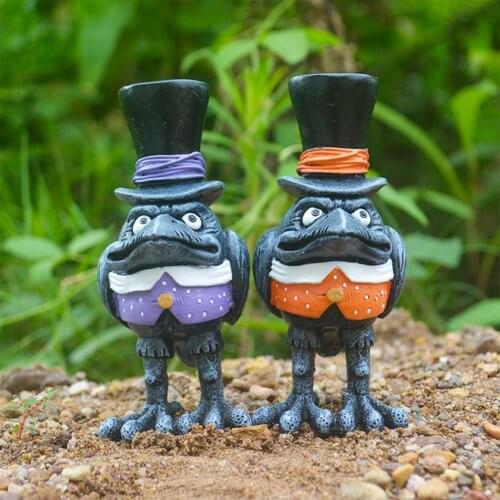 Halloween Raven Statue Realistic Raven Spooky Crows House Decor Figurines Garden Bird Sculpture Lawn Animal Ornament