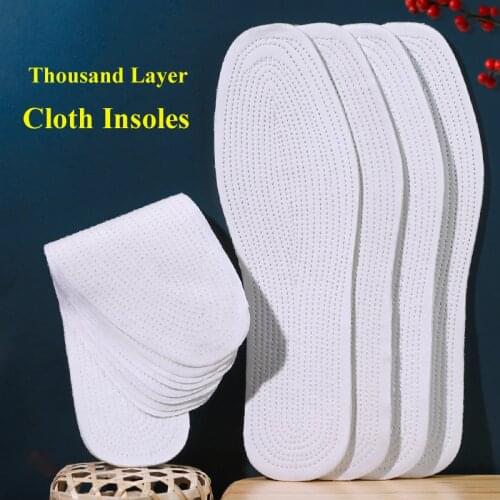 Health Cloth Insole Breathable Thousand layers Cloth Sole pads Men Women Deodorization Absorbent Insoles