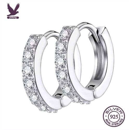 High Quality Female Combination Earrings 1 Pair Hoop Circle Shaped Earrings Fine 925 Sterling Silver Earrings Pure Zircon