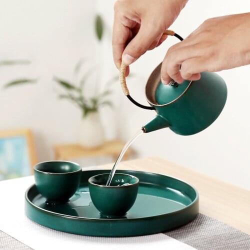 Japanese Style Coarse Pottery Teapot Vintage Kung Fu Tea Set Tea Kettle Teapot Teaware Office Restaurant Supplier Home Decor