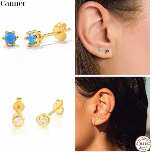 Canner 100% 925 Sterling Silver Stud Earrings For Women Hummingbird Hexagon Earings Piercing pendientes plata 925 Aretes W5