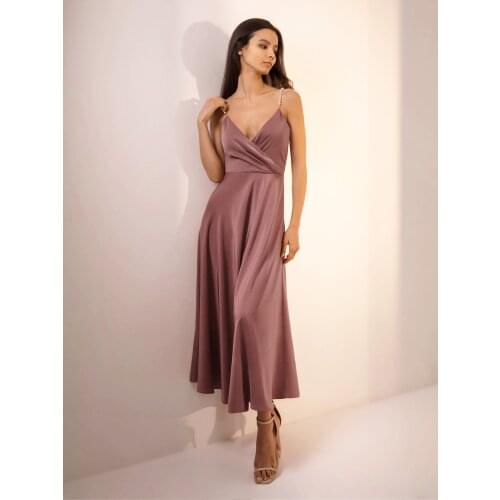 Women Sexy&Club Front Cross A-line Long Dress Spaghetti Strap Deep V neck Solid Office Lady Dress 2021 Autumn Fashion Dress