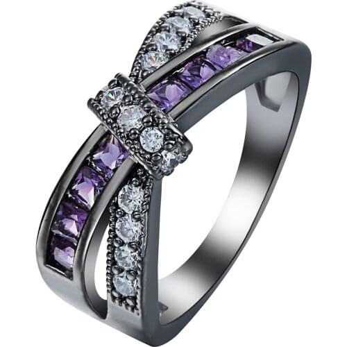 Bowknot AAA Cubic Zircon Black Gun Filled Ring for Women Wedding Jewelry New Sale Elegant Fashion Jewelry Retro Rings For Party