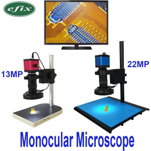 13MP HDMI VGA /22MP 38MP HD USB TF Monocular Microscope Digital Camera Lens 56 LED Light Workbench Stand Repair Phone Soldering