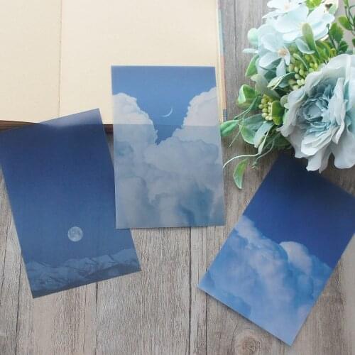 15 Sheets DIY 3 Style 9*14cm Blue Sky Design Transparent Craft Paper Scrapbooking Creative Paper Gift Use