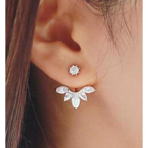 2016 By The Fashion Giant Crystal Earrings High Quality Silver Ear Jacket Leaf Ear Earrings Wholesale Women Jewelry Retail