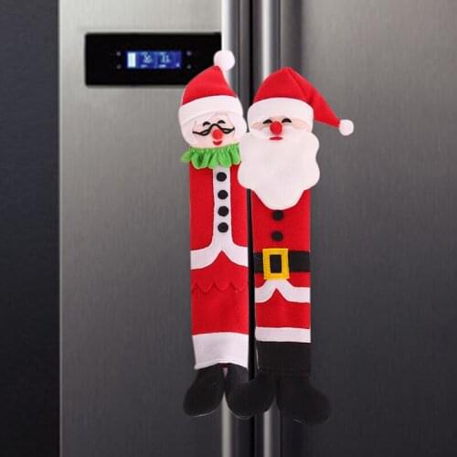 3pcs/set Kitchen Protective Christmas Door Handle Knob Cloth Covers Santa Claus Refrigerator Handle Cover New Year Party Decor