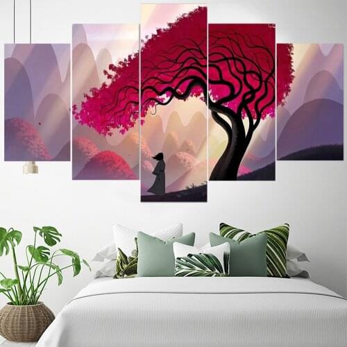 5 Pieces Wall Art Canvas Painting Animation Poster Samurai Cutting Bedroom For Home Decoration Pictures Modular Framework