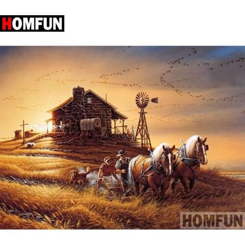 HOMFUN 5D DIY Diamond Painting Full Square/Round Drill "Harvest season" Embroidery Cross Stitch gift Home Decor Gift A08055