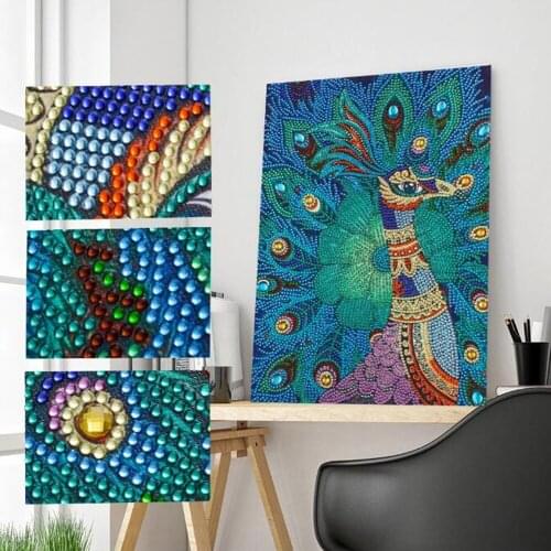 Special Shaped DIY Diamond Painting Embroidery Animal Peacock Partial Rhinestone 5D Cross Stitch Diamond Mosaic Picture Decor