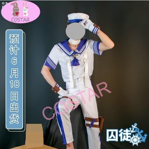 Anime! Identity V Luca Balsa Oceangoing Voyage Day Sailor Suit Uniform Cosplay Costume Halloween Carnival Party Outfit Men NEW