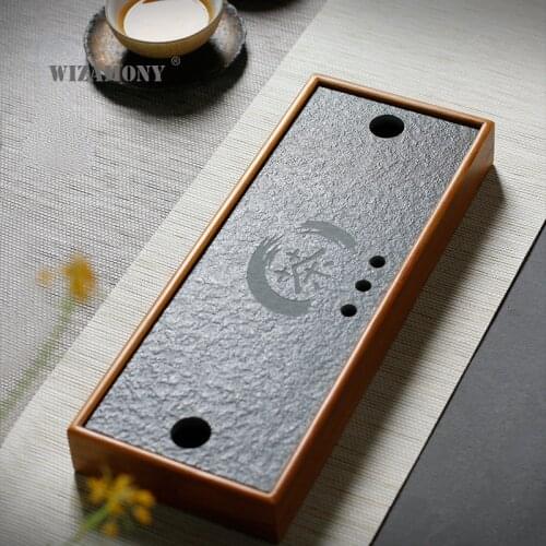 Bamboo small tea plate water storage mini Wujinshi dry bubble plate office kung fu tea set tea sea tray filled with water