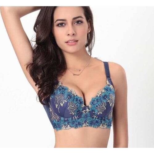 Free shipping new closing Furu gather adjustment sexy bra less Ms. U-fitted deep V embroidery underwear