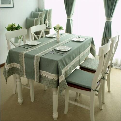 Free Shipping Polyester/Cotton TableCloth Leaves Plaid Jointed Green Blanket Cover Runner Home Textile Decoration Antependium