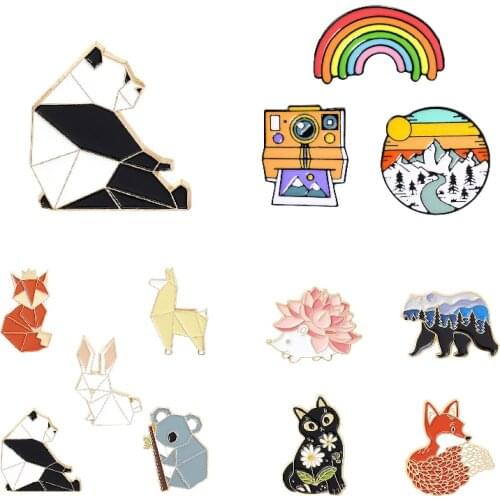 Cartoon Animal Brooches Lapel Enamel Pin Sloth Panda Koala Fox Rabbit Backpack Clothes Badges Fashion Gift Jewelry Wholesale