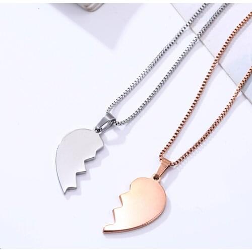 New Lovers Heart Necklace Silver Color Gold Women Men Stainless Steel Snake Chain Pendant Necklaces Jewelry Anniversary Gifts