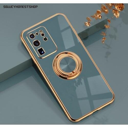 For Samsung S20 FE Case Plating Soft Silicone Magnetic Ring Stand Cover Case Cover For Samsung Galaxy S20 Ultra Plus