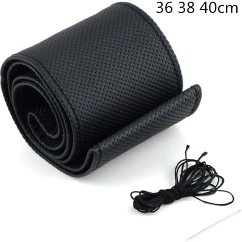 Car steering wheel cover with needle and threaded faux leather case for BMW series E38 E65 E66 F01 F02 4 F32 F33 F36 F82 M4