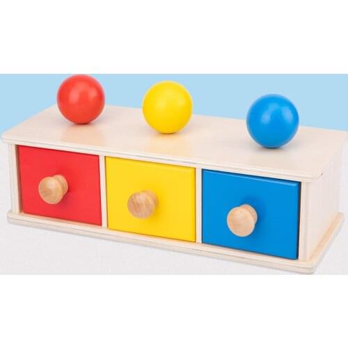 Wood Toddler Montessori Match Permanent Ball Box Round Rectangular Box Coin Box Toys for Children Unisex Baby 12 Month Boys Girl
