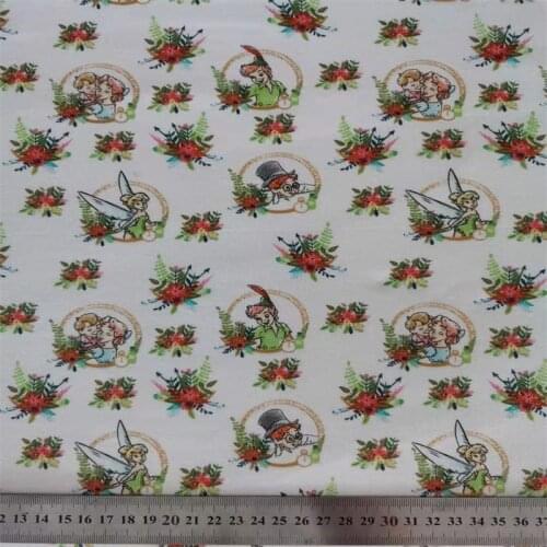 Disney Peter Pan Fairy Tinker Bell Flowers Print 100% Cotton Fabric Material Patchwork Sewing Fabrics Quilt Needlework DIY Cloth