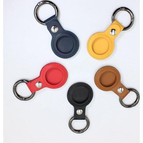 PU Leather Case Protector Cover With Keychain for AirTags Shockproof Anti-Scratch Anti-Fall Sleeve Protective Shell For Airtag