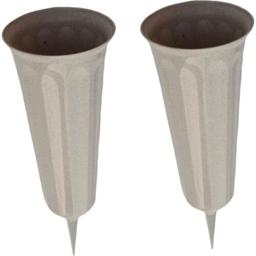 2Pcs 26cm Plastic Stake In Ground Fluted Flower Vases Holder For Lawn Garden