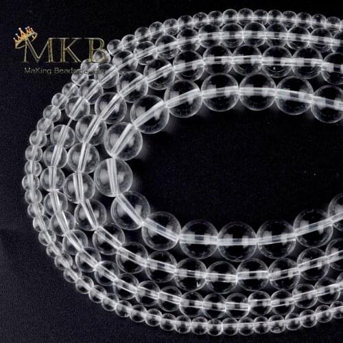 4 6 8 10 12mm Smooth White Quartzs Glass Crystal Beads For Jewelry Making Round Loose Beads Diy Bracelet Necklace 15" Strand