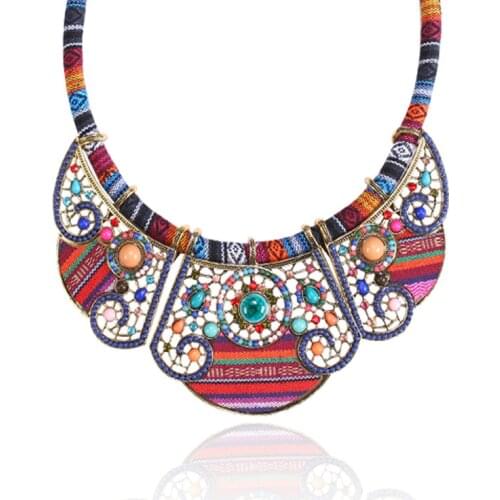 Miqiao Hot Sale Ethnic Personality Boho Ceramic Rice Beads Resin Necklaces for Women Mother Lover Friend Fashion Gift Jewelry