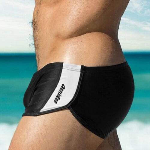 2020 New Nylon Swimming Trunks Fit Boxer Swimwear Low Waist Swimsuit Elastic Surfing Briefs Breathable Beachwear For Men