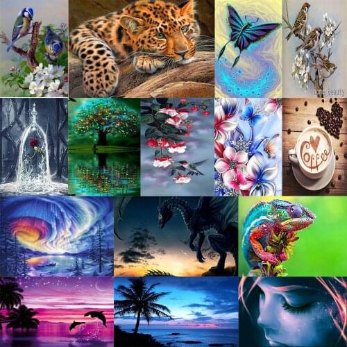 5D diy animal seaview slandscape diamond painting kit full round drill diamond embroidery mosaic cross stitch home decoration