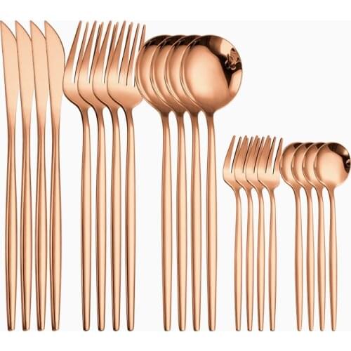 Western Golden Utensils Set Party Cutlery Set Kitchen Travel Tableware Rose Gold Dinnerware Forks Spoons Knives Set Dropshipping