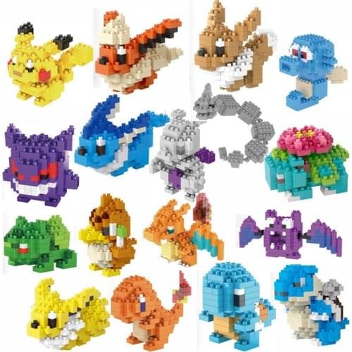 New Pokemon Small Particle Building Blocks Action Figure Pokemon Pikachu Squirtle Mini Model Collection Toy Child Gift
