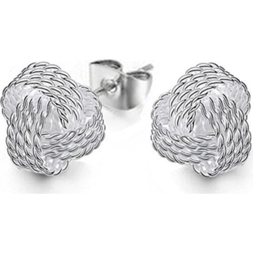 Solid Fashion Jewelry Mesh Ball Stud Earrings Knot Earrings Jewelry Gift for Women Girl TT@88