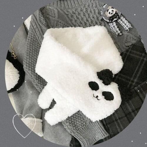 Plush panda scarf keep warm winter kawaii girl palace sweet princess lolita fashion scarf college style soft girl cos loli
