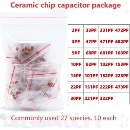 Porcelain capacitor package 27 species, 10 each A total of 270
