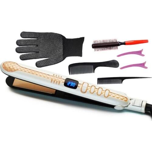 Professional Electronic LCD Hair Straightener Irons Adjustable Temperature Portable Ceramic Flat Straightening Styling Tools