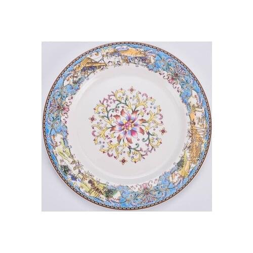 Hotel Steak Plate Ceramic Retro Style Dishes Set With Gold Trim Home Tableware High-end Fruit And Salad