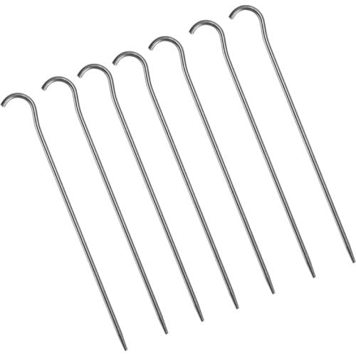 TOAKS 6pc Titanium Tent Nails Pegs For Outdoor Camping Tent Stake Accessory Bend Hook Head